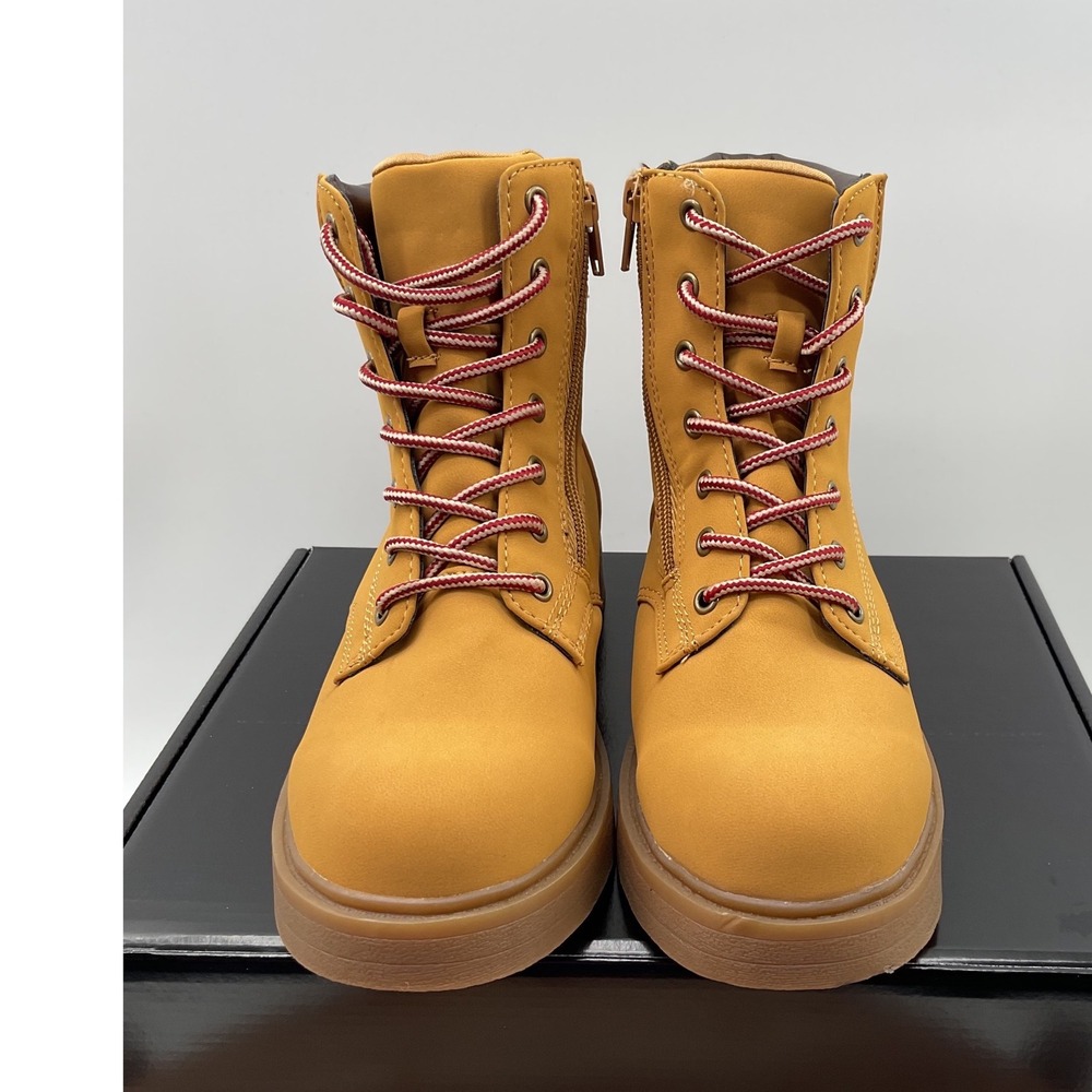 Steve Madden JJUMBLE Wheat Yellow Combat Boots Side Zip Kids Size 4 128692
